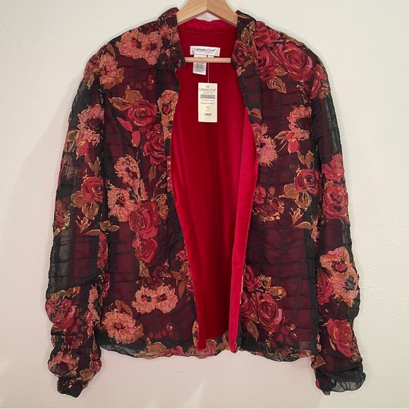 Coldwater Creek Jackets & Blazers - Vintage Coldwater Creek Crinkle Rose Overlay Jacket
